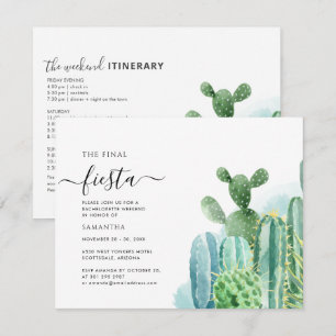 Watercolor Bachelorette Helg Party Itinerary Inbjudningar
