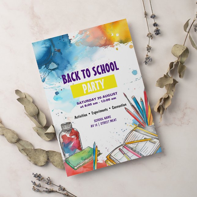 Watercolor Back to school Inbjudningar (Skapare uppladdad)
