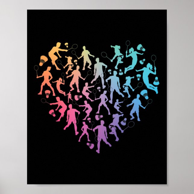 Watercolor Badminton Player Team Shuttle Älskare F Poster (Framsidan)