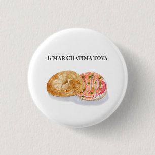 Watercolor Bagels Rökt Lax G’mar Chatima Tova Knapp