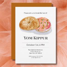 Watercolor Bagels Rökt Lax Yom Kippur Inbjudningar