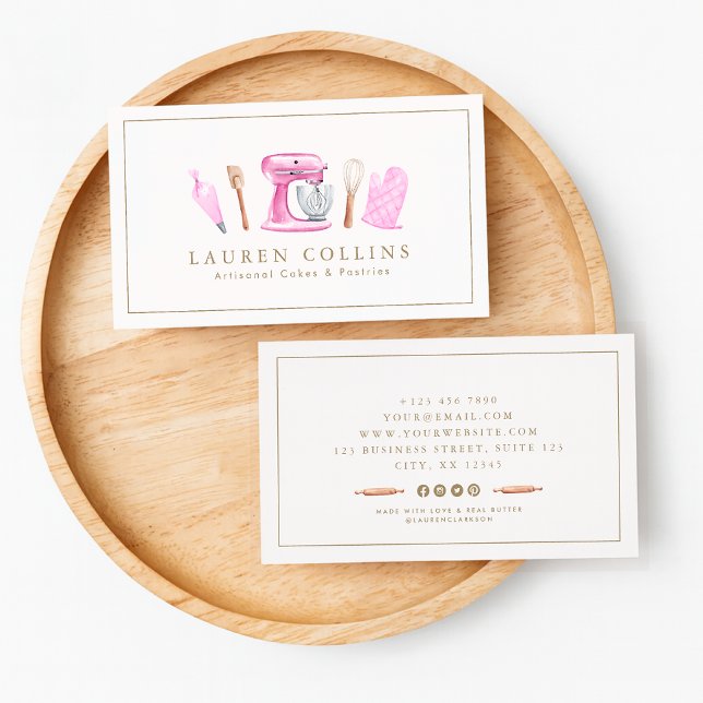 Watercolor Baking Professional Business Card Visitkort (Skapare uppladdad)