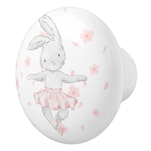 Watercolor Ballerina Bunny Ceramic pull Knopp (Höger)