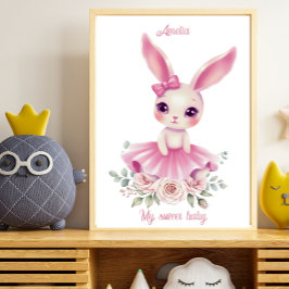 Watercolor Ballerina Bunny Nursery Canvastryck