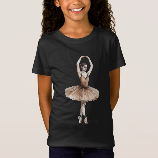 Watercolor Ballerina En Pointe T Shirt (Framsida)