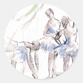 Watercolor Ballet Dancing Ballerina Runt Klistermärke