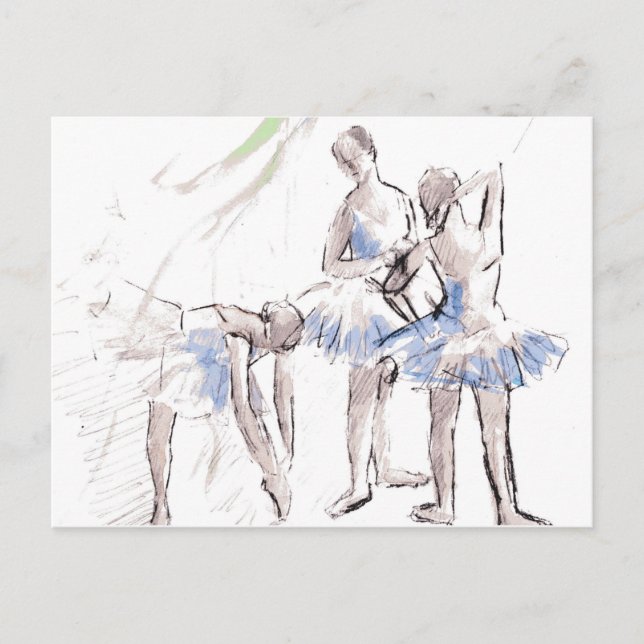 Watercolor Ballet Dancing Ballerina Vykort (Framsida)