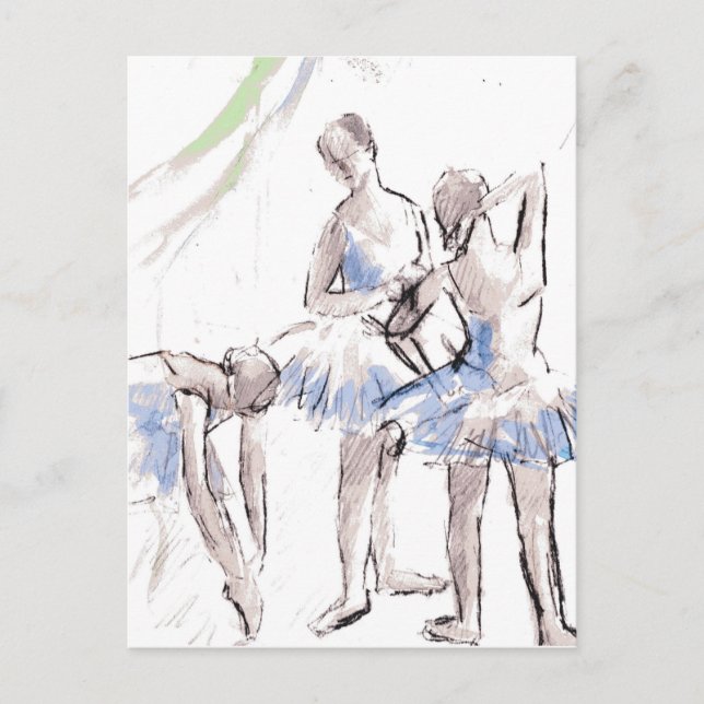 Watercolor Ballet Dancing Ballerina Vykort (Framsida)