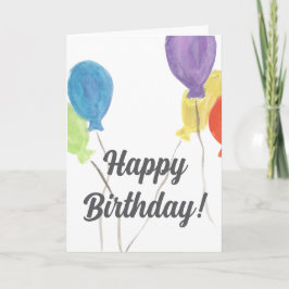 Watercolor Balloon Birthday Card (Blank Inside) Kort