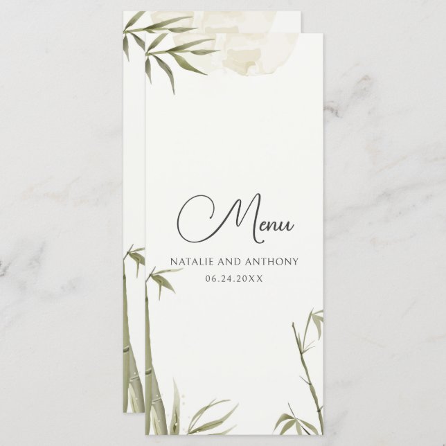 Watercolor Bamboo Träd Illustration Meny (Fram/baksida)