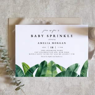 Watercolor Banana Handflatan Löv sommar Baby Sprin Inbjudningar