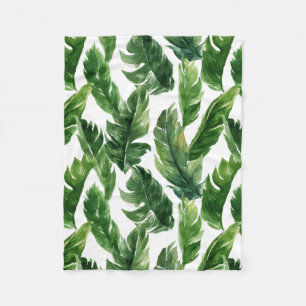 Watercolor Banana Löv Tropical Fleece Blanket