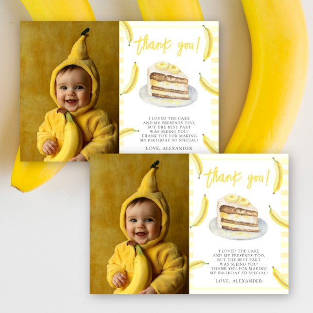 Watercolor Bananas Birthday Tack Kort (Skapare uppladdad)
