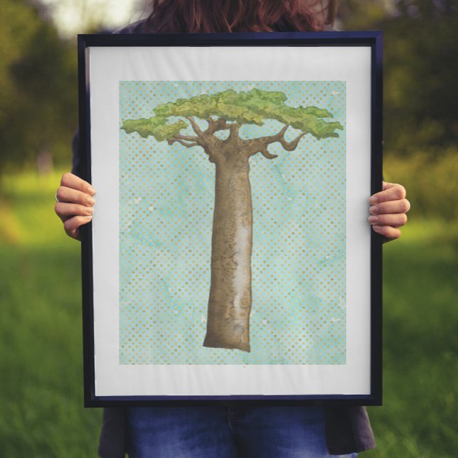 Watercolor Baobab Träd Poster (Skapare uppladdad)