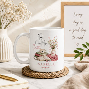 Watercolor Bara Ett Kapitel Till Blommig Läsare Kaffemugg