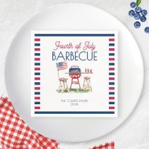 Watercolor Barbecue Flagga 4:e juli, sommaren Part