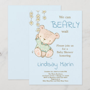 Watercolor Barly Wait Nalle Garland Invati Inbjudningar