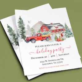 Watercolor Barn Lastbil Rustic jul Party Flygblad