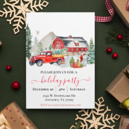 Watercolor Barn Lastbil Rustic jul Party Inbjudningar
