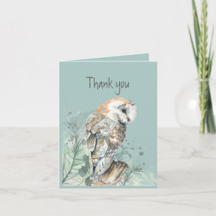 Watercolor Barn Uggla Bird Tack Kort