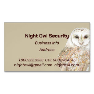 Watercolor Barn Uggla Security Night Uggla Busines Magnetiska Visitkort