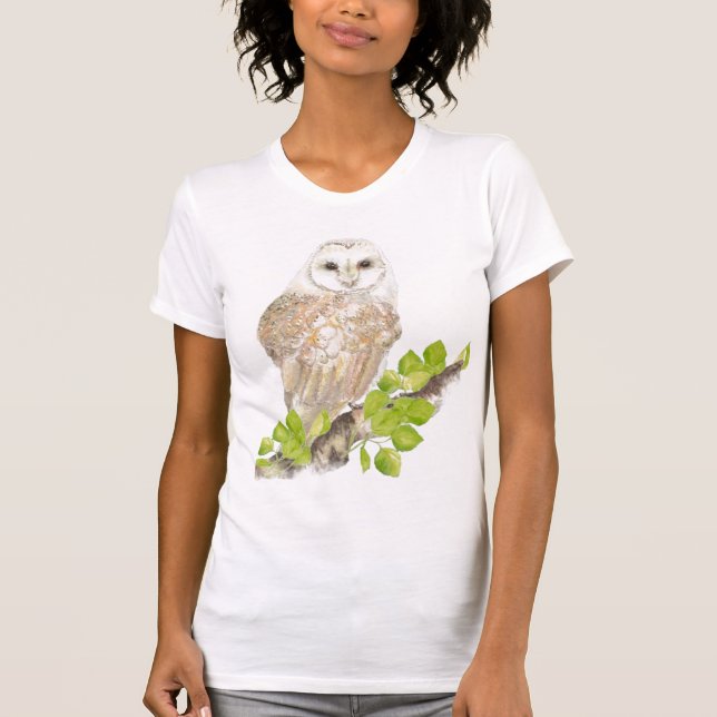 Watercolor Barn Uggla Tee Shirt (Framsida)