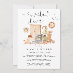 Watercolor Bärnbjudan till Virtuell Baby Shower