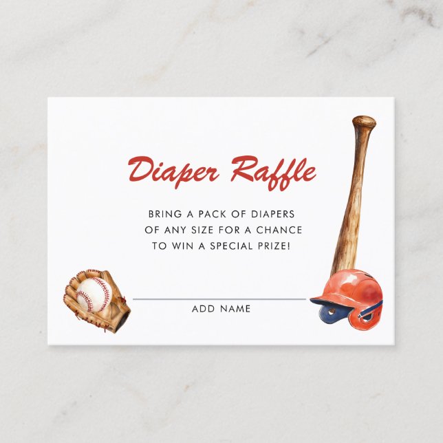 Watercolor Baseball Baby Shower Diaper Raffle Tilläggskort (Framsida)