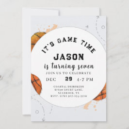 Watercolor Basketball Birthday Invitation Inbjudningar