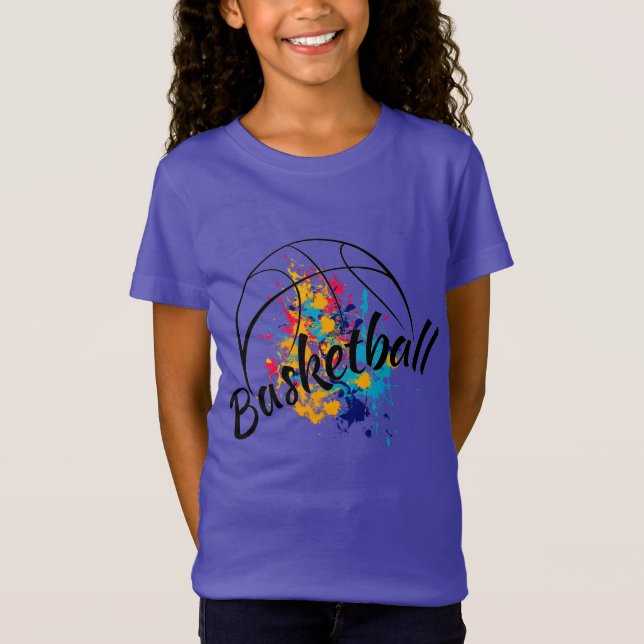 Watercolor Basketball Girl T-Shirt (Framsida)