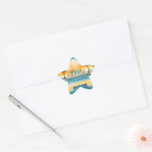 Watercolor Bassäng, Party, sommarsommaren Stjärnformat Klistermärke