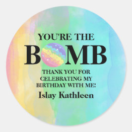 Watercolor Bath Bomb Birthday Sticker Runt Klistermärke