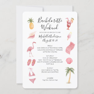 Watercolor Beach Bachelorette Helg Itinerary Inbjudningar