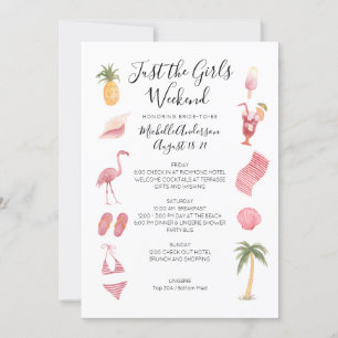 Watercolor Beach Bachelorette Helg Itinerary Inbjudningar