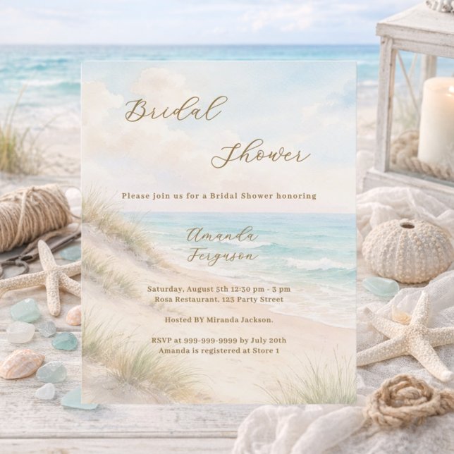 Watercolor beach coastal Bridal Shower invitation (Skapare uppladdad)