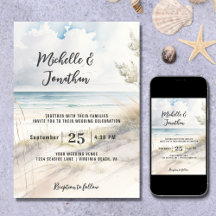 Watercolor Beach Coastal Destination Wedding