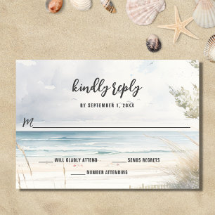 Watercolor Beach Coastal Destination Wedding OSA Kort