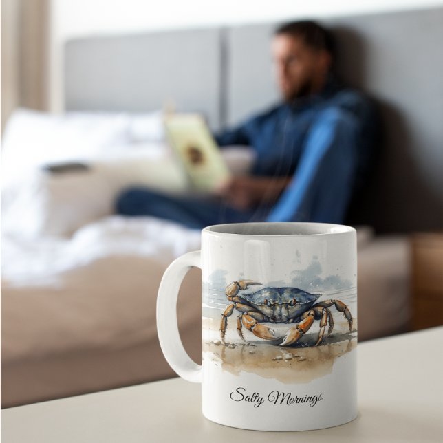 Watercolor Beach Crab, custom Kaffemugg (Skapare uppladdad)