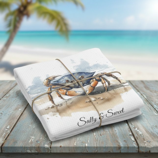 Watercolor Beach Crab, custom Kökshandduk (Skapare uppladdad)