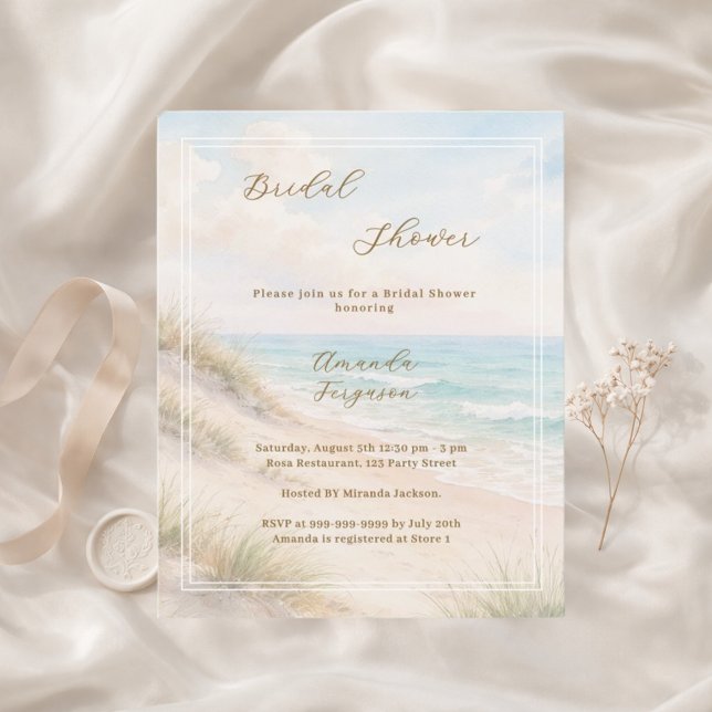 Watercolor beach dunes Bridal Shower invitation (Skapare uppladdad)
