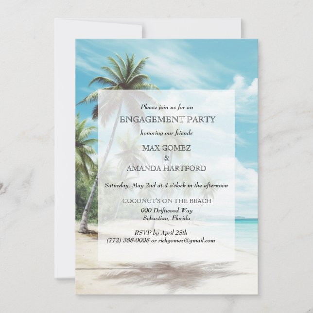 Watercolor Beach Engagement Party Invitation Inbjudningar (Framsida)