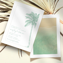 Watercolor Beach Handflatan Träd Boho Bröllop Inbjudningar
