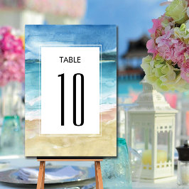 Watercolor Beach Ocean Destinations Wedding Bordsnummer