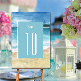 Watercolor Beach Ocean Destinations Wedding Bordsnummer