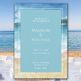 Watercolor Beach Ocean Destinations Wedding Inbjudningar