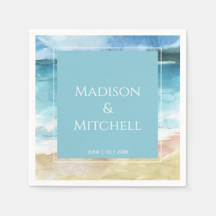 Watercolor Beach Ocean Destinations Wedding Pappersservett
