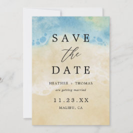 Watercolor Beach Ocean Destinations Wedding Spara Datumet