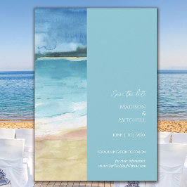 Watercolor Beach Ocean Destinations Wedding Spara Datumet