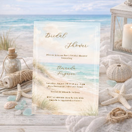 Watercolor beach sand dunes Bridal Shower Inbjudningar