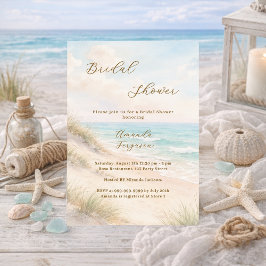 Watercolor beach sand dunes Bridal Shower Inbjudningar